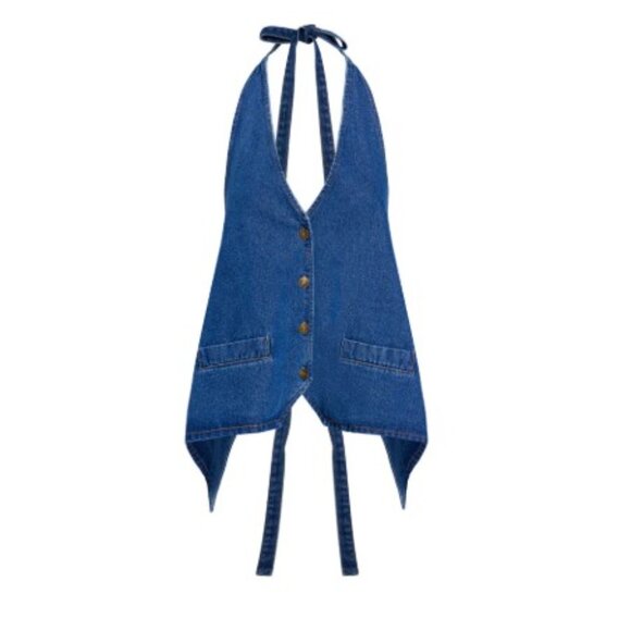 LIONESS Hills Halter Dark Denim Sz L - Picture 1 of 7